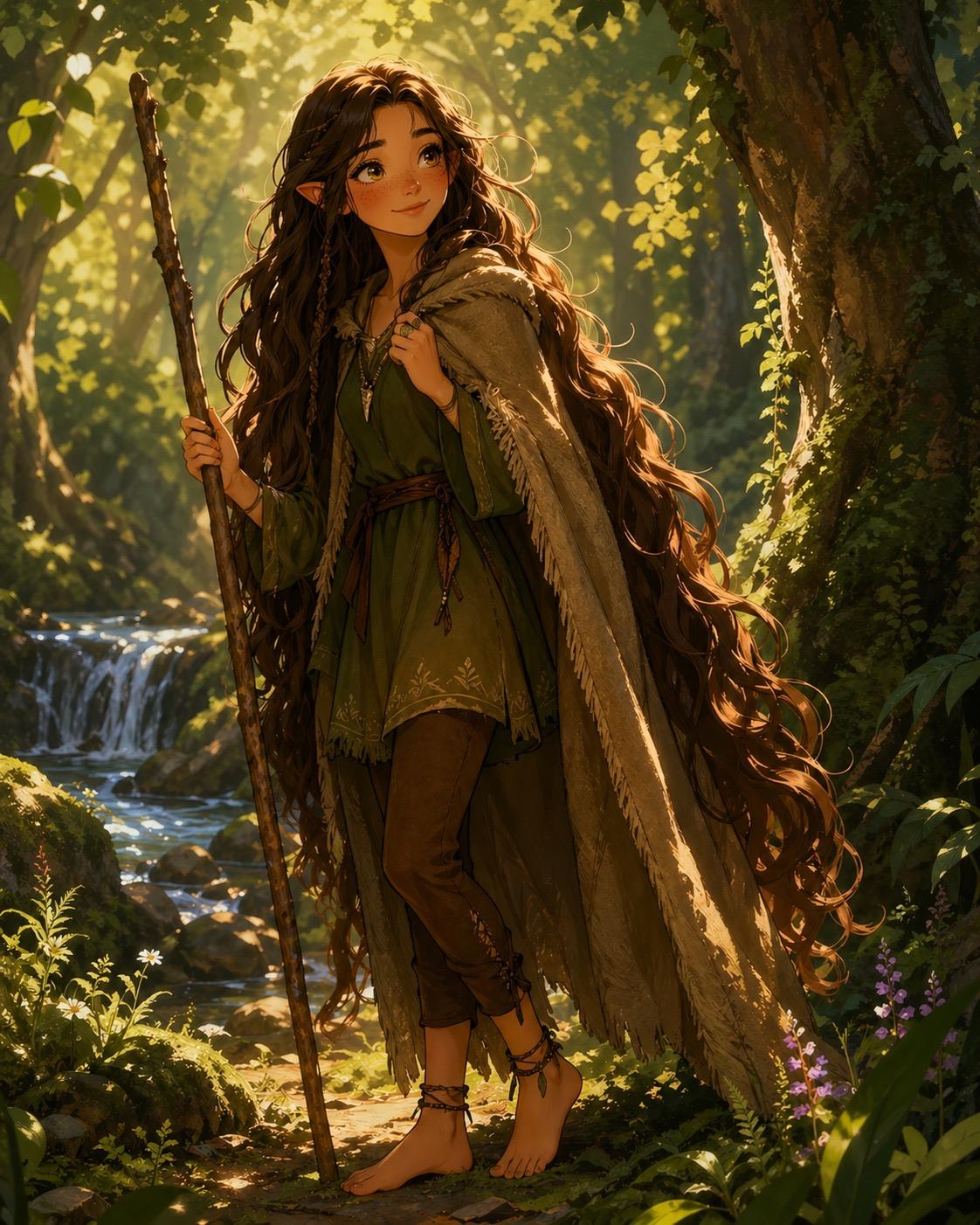 Leaf, a wood elf druid shaped by trials and quiet observation